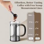 Veken French Press Coffee Maker 34oz 1 L, No Plastic Touching Cafe, Heat Resistant Thickened Borosilicate Glass, Stainless Steel Brewer, Cold Brew Cafetera Teapot for Kitchen Travel Camping, Silver