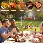 onlyfire Stainless Steel Pig Lamb Roaster with 15W 110V Powerful Motor, Spit Rotisserie Kit with Adjustable Height Stand for Outdoor Cooking, Camping, Holds Up to 132LBS