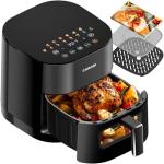 Air Fryer 14-in-1 with Viewing Window, 6Qt Large Capacity, 392℉ Max Crisp, Airfryer No Filping Dual Heating, Bake, Roast, Dehydrate, Reheat, 1700W Fast Even Easy Meals, Nonstick Dishwasher Safe Basket