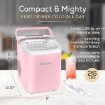 Igloo 26-Pound Automatic Self-Cleaning Portable Countertop Ice Maker Machine with Handle, Pink