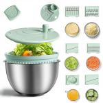 Stainless Steel Salad Spinner 3-in-1, One-Touch Stop and Non-Slip Base, Vegetable Dryer for Kitchens, Parties, and Health-Conscious People, 5.3 Qt