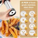 Churro Maker Machine Kit,20-Piece Cookie Press Gun Kit,with 8 Piping Nozzles,8 Cookies Discs & 2 Brushes,Piping Bag,Cake Spatula,Fill Your Own Churros at Home-Cookies Churro Maker