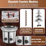 Chocolate Fountain, 4 Tier Chocolate Fondue Fountain Electric Melting Machine for Parties, Nacho Cheese, Ranch, Sauce, Wedding, Chocolate Fountain Machine with 4pcs Stainless Steel Forks(4 LB)
