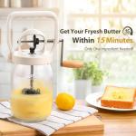 CAROD Classical Butter Churner, 1.5L Glass Jar with Hand Injury Prevention Device & Sifting Lid, 50oz Hand Crank Jar Maker Creates Fresh Homemade Butter within 15 Min, Ideal DIY Kitchen Gift
