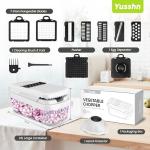 Vegetable Chopper,12-in-1 Multifunctional Food Chopper,Professional Onion Chopper with 7 Blades,Vegetable Cutter with Container for Salad,Potato,Carrot,and Garlic,Essential Kitchen Tool (White)