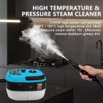 Handheld Steam Cleaner, 2500W Pressurized Steam Cleaner with 3 Brush Heads, Portable Steam Cleaner for Home, Car, Furniture, Kitchen, Bathroom and Wall, Blue