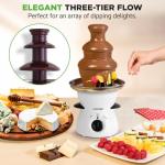 Nutrichef 3 Tier Chocolate Fondue Fountain - Electric Stainless Chocolate Dipping Warmer Machine - Warm & Melt Chocolate, Butter & Cheese - Great for Parties, Events & Weddings - Pot Capacity 16 OZ