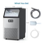Commercial Ice Maker Machine 150lbs/24H, 33lbs Bin Under Counter Ice Maker, Stainless Steel Freestanding Ice Machine with Self-Cleaning, 3 Cube Sizes, Quiet Compressor for Home Bar Restaurant