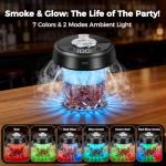 Electric Whiskey Smoker Kit - 7-Color LED, 6 Wood Flavors, Rechargeable Cocktail Smoker for Bourbon, Drinks & Food - Complete Bar Tool Set Gift