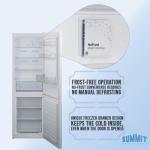 Summit 24" Bottom Freezer Refrigerator, Counter Depth Refrigerator- Freezer, Energy Star, White - FFBF121W (Right Hand Door)
