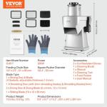VEVOR Electric Vegetable Slicer, 4 in 1 Multifunctional Food Cutter, 200W Vegetable Chopper for Slicing Shredding Dicing and Slitting, with Cut-Resistant Gloves, for Commercial and Home Use