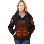 Moteoza Heated Hoodie for Women with Fleece Lining 7.4V 16000mAh Battery Women Heated Sweatshirt with Dual-Zone Heating (US, Alpha, X-Large, Regular, Regular) Dark Black