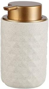 Countertop Soap Dispensers, Refillable Pump Bottle Soap Dispenser for Kitchen Sink, Refillable Hand Sanitizer Dispenser Simple Pattern Ceramics with Golden Pump Head Lotion Dispensers(Beige)