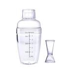 Plastic Bar Cocktail Shaker with Measuring Jigger Set,Hand Drink Mixer Boba Tea Shaker Cup with Scales,Bar Tool Transparent Protein(350ML)