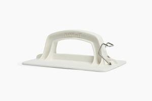 TAMP-IT HandyPress Hand Trash Compactor Tool- Heavy Duty Hand Tamper Tool for Kitchen, Home, Commercial Bins, Garbage, & Waste Recycling, Space-Saving Trash Smasher with Hanging Hook, White, 10 x 6 in