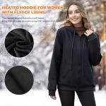 Moteoza Heated Hoodie for Women with Fleece Lining 7.4V 16000mAh Battery Women Heated Sweatshirt with Dual-Zone Heating (US, Alpha, X-Large, Regular, Regular) Dark Black