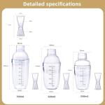 Plastic Bar Cocktail Shaker with Measuring Jigger Set,Hand Drink Mixer Boba Tea Shaker Cup with Scales,Bar Tool Transparent Protein(350ML)
