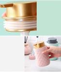 Countertop Soap Dispensers, Refillable Pump Bottle Soap Dispenser for Kitchen Sink, Refillable Hand Sanitizer Dispenser Simple Pattern Ceramics with Golden Pump Head Lotion Dispensers(Beige)