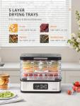 Reemix 5-Tier Compact Food Dehydrator - BPA-Free Trays, Stainless Steel Base, Touch Control LCD Display for Temperature/Time Adjustment, Home Use Dryer for Fruits, Veggies & Jerky