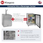 Kegco Kegerator 24" Wide Dual Tap Stainless Steel Undercounter Beer Dispenser HK38SSU-2