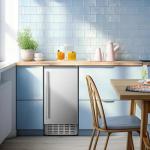 Kismile Under Counter Nugget Ice Maker, Pebble Ice Machine 80 lbs/Day, 24H Timer, Self-Cleaning, Double Ice Baskets, Built-in Ice Maker for Home & Office, Silver