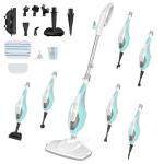 OLIXIS 10-in-1 Steam Mop, 1550W Detachable Handheld Steam Cleaner for Floor Cleaning, 16FT Cord, 2 Washable Pads, Multi-Purpose Floor Steamer for Hardwood, Carpet, Tile, Grout, Windows, White Green