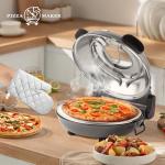 KLAIF 12" Electric Countertop Pizza Oven Indoor With Ceramic Stone, Dual Adjustable Temperature Controls, Includes 4 Pizza Tools, LMR-Gray