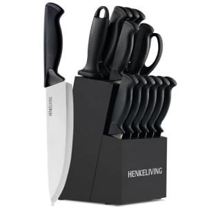 HENKELIVING 14-Piece Kitchen Knife Set with Block