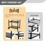 Feasto 3-Shelf Movable Grill and Pizza Oven Table