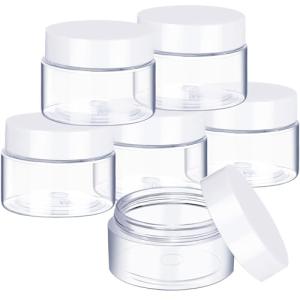 2 oz Clear Plastic Jars with Lids - 6 Pack