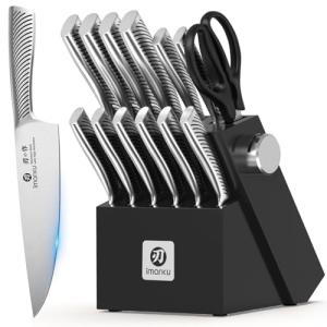 Imarku 14-Piece Knife Block Set with Sharpener