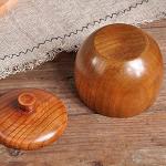 Natural Wooden Bowl with Lid for Kids' Meals