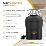 MAX DISPOSER 1/2 HP Quiet Food Waste Disposal