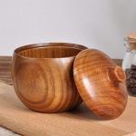 Natural Wooden Bowl with Lid for Kids' Meals