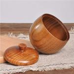 Natural Wooden Bowl with Lid for Kids' Meals