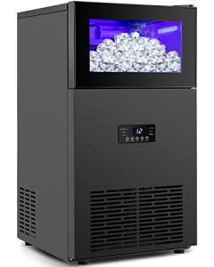 Compact Black Ice Maker with Storage Bin
