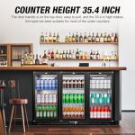 Beverage Refrigerator, 53.15W Inch 12 Cu.Ft Drink Fridge, Back Bar Beer Fridge with 3 Glass Door, 35.43" Height Beverage Cooler, Built-in & Undercounter Commercial Back Bar Cooler for Kitchen Shop Bar