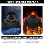 IQJBYU Men Dual-Control Heated Jacket, Water-Resistant Coat for Men with Battery Included, Soft Fleece Heated Hoodie 15 Heating Zones Heated Coat.(M)