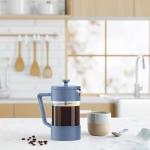 Oggi Borosilicate Glass French Press Coffee Maker (20oz)- 5 Cup Capacity, Coffee Press, Single Serve Coffee Maker, Stainless Steel Lid & Plunger, Make Great Coffee Gifts, Blue