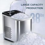 38lbs Per Day Countertop Ice Maker, 9 Ice Cubes in 3.5 Minutes, Self-Cleaning Portable Ice Machine with 2 Bullet Sizes for Kitchen, Camping, RV, and Party