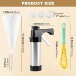 Churro Maker Machine,Stainless Steel Churro/Cookie Making Kit with 3 Discs,2 Cleaning Brush,2 Brushes,Piping Bag, Icing Piping Nozzles,for Home DIY Biscuit & Cake Decorating