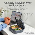 Bentgo Modern - Adult & Teen Bento Lunch Box; 3-4 Compartments, Leak-Resistant, 5.5 Cup Capacity/44 fl oz, Improved Locking Clips, Reusable, BPA-Free, Dishwasher/Microwave Safe Tray (Dark Gray)