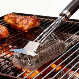 Grill Brush with Scraper - BBQ Grill Brush for Outdoor Grill, Extra Strong Grill Cleaner Accessories for Grill Smoker Gas Charcoal Grill Cleaning-Gifts for Grill Wizard Dad Men