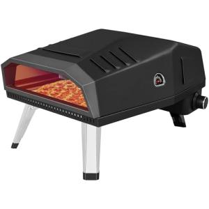 12" Pizza Oven, BOINN Pizza Oven Outdoor with Folding Design, Portable Outdoor Propane Gas Oven with Integrated Thermometer for Backyard, Camping, Picnic