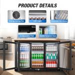 Beverage Refrigerator, 53.15W Inch 12 Cu.Ft Drink Fridge, Back Bar Beer Fridge with 3 Glass Door, 35.43" Height Beverage Cooler, Built-in & Undercounter Commercial Back Bar Cooler for Kitchen Shop Bar