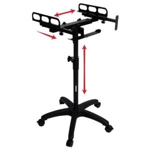 Gator Frameworks Adjustable Rolling Mixer Stand with Locking Casters and Headphone Hanging Rack, (GFW-MIXERCART-0400)