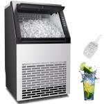 Stopsad Commercial Ice Maker Machine, 90lbs/24H, Stainless Steel Under Counter Ice Machine with 20lbs Storage, LED Digital Display, Self-Cleaning Freestanding Ice Maker for Home/Bar/Restaurant