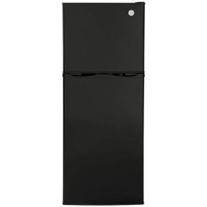 GE GPV10FGNBB 24" Top Freezer Refrigerator with 9.93 cu. ft. Capacity 12V DC Power Only LED Lighting and Adjustable Spillproof Glass Shelves in Black