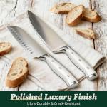 Knife Set, 15 Piece Premium Chef High Carbon Stainless Steel Kitchen Knife Block Set, Razor-sharp, Ergonomic Forged Triple Rivet Handle, Professional Knife Set for Kitchen, Dishwasher Safe(White)