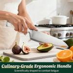 Knife Set, 15 Piece Premium Chef High Carbon Stainless Steel Kitchen Knife Block Set, Razor-sharp, Ergonomic Forged Triple Rivet Handle, Professional Knife Set for Kitchen, Dishwasher Safe(White)